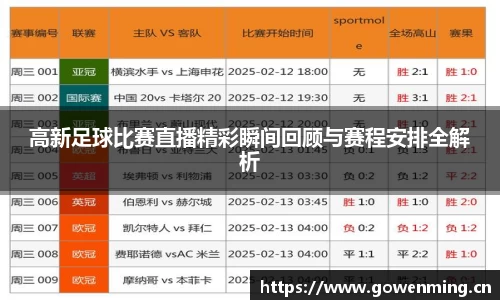 高新足球比赛直播精彩瞬间回顾与赛程安排全解析