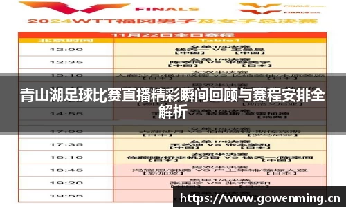 青山湖足球比赛直播精彩瞬间回顾与赛程安排全解析