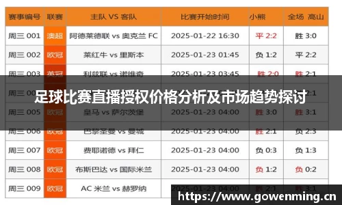 足球比赛直播授权价格分析及市场趋势探讨