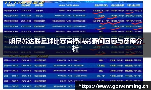 明尼苏达联足球比赛直播精彩瞬间回顾与赛程分析